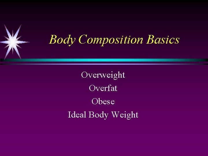Body Composition Basics Overweight Overfat Obese Ideal Body Weight 