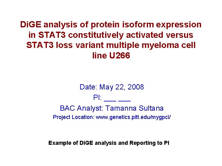 Di. GE analysis of protein isoform expression in STAT 3 constitutively activated versus STAT