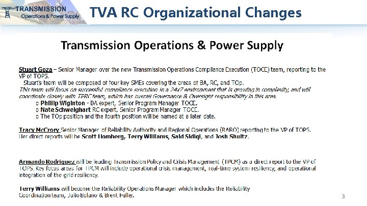 TVA RC Organizational Changes 3 