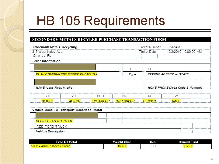 HB 105 Requirements 4 