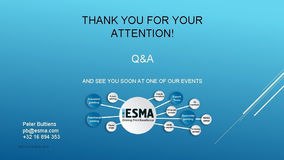 THANK YOU FOR YOUR ATTENTION! Q&A AND SEE YOU SOON AT ONE OF OUR