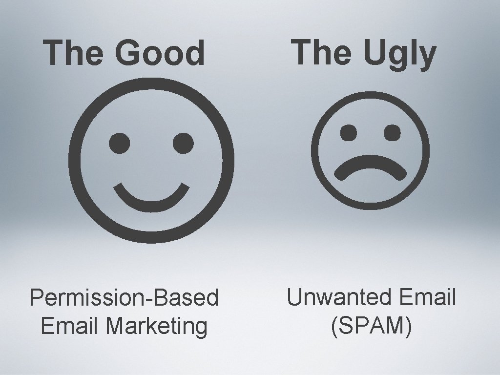 ☺☹ The Good Permission-Based Email Marketing The Ugly Unwanted Email (SPAM) 