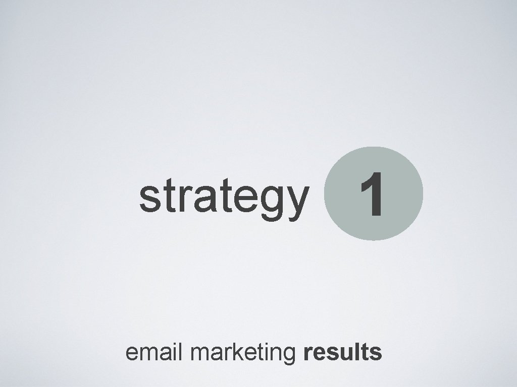 strategy 1 email marketing results 