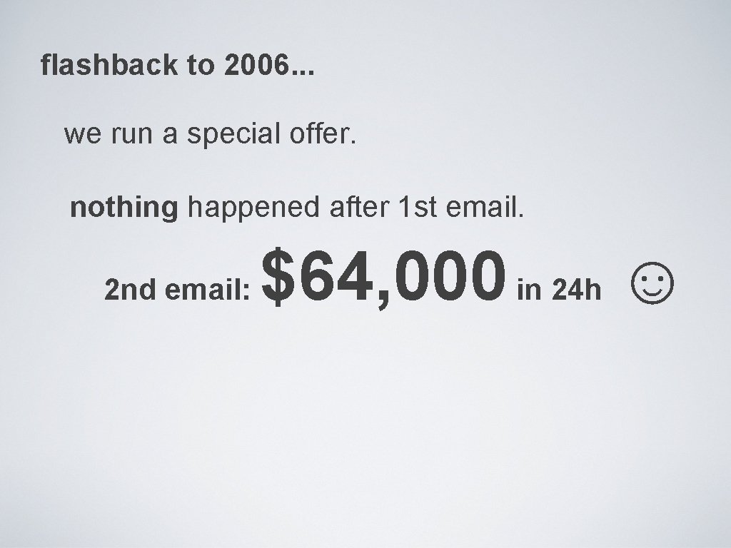 flashback to 2006. . . we run a special offer. nothing happened after 1