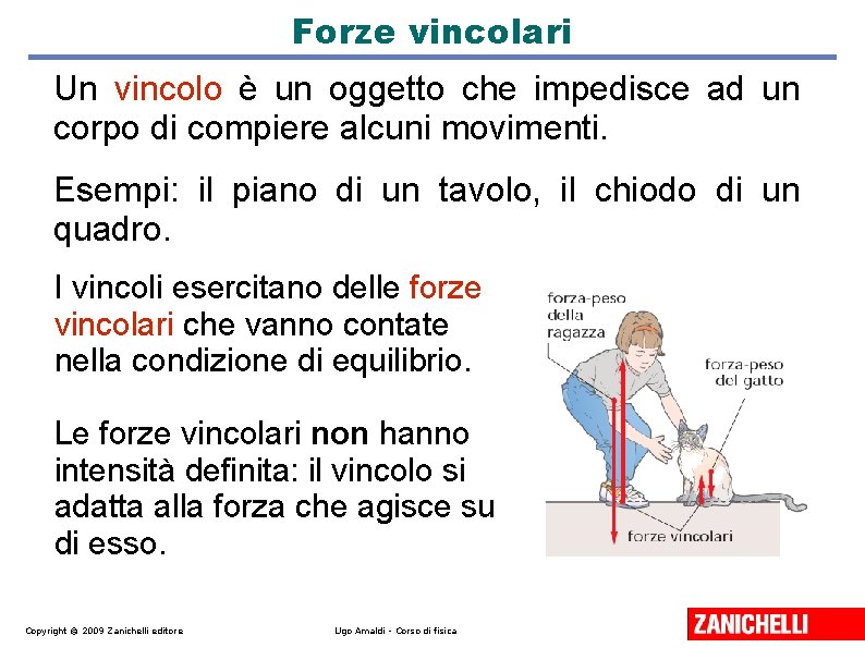 Forze vincolari Un vincolo è un oggetto che impedisce ad un corpo di compiere