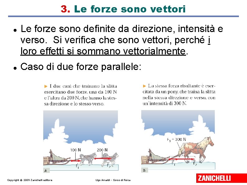 3. Le forze sono vettori Le forze sono definite da direzione, intensità e verso.