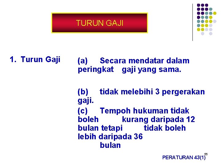 TURUN GAJI 1. Turun Gaji (a) Secara mendatar dalam peringkat gaji yang sama. (b)