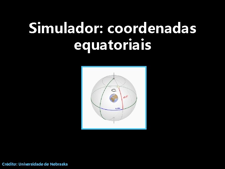 Simulador: coordenadas equatoriais Crédito: Universidade de Nebraska 