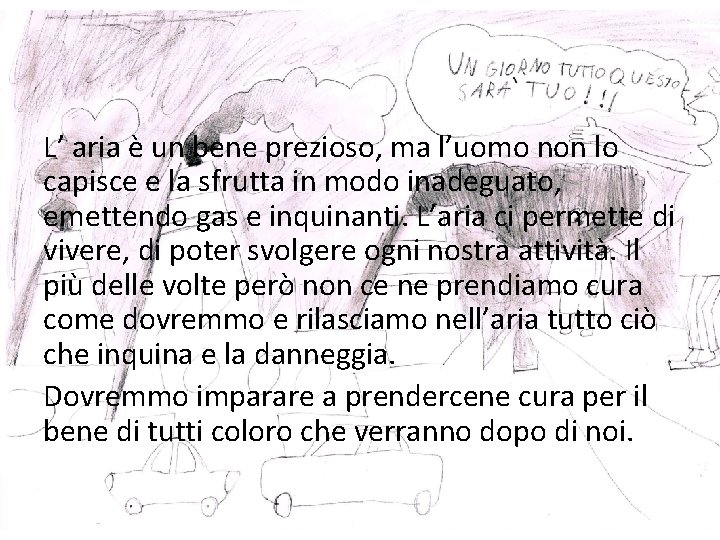L’ aria è un bene prezioso, ma l’uomo non lo capisce e la sfrutta