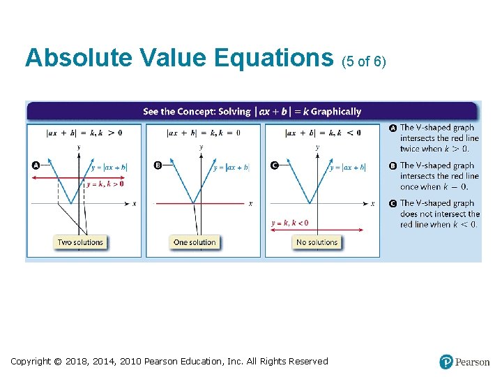 Absolute Value Equations (5 of 6) Copyright © 2018, 2014, 2010 Pearson Education, Inc.