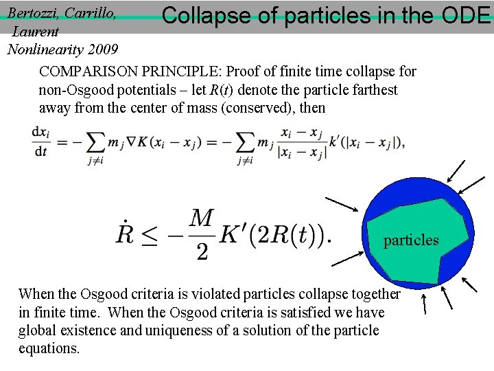 Bertozzi, Carrillo, Collapse of particles in the Laurent Nonlinearity 2009 COMPARISON PRINCIPLE: Proof of