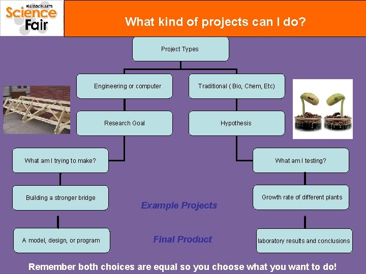 What kind of projects can I do? Project Types Engineering or computer Traditional (