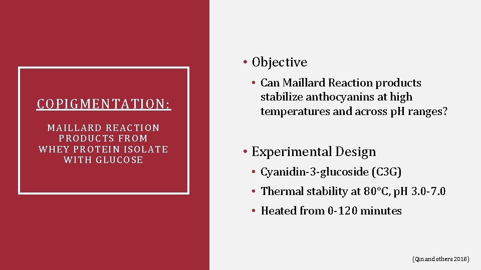  • Objective COPIGMENTATION: M AILLARD REACTION PR ODUCTS FROM W HEY PROTEIN ISOLATE