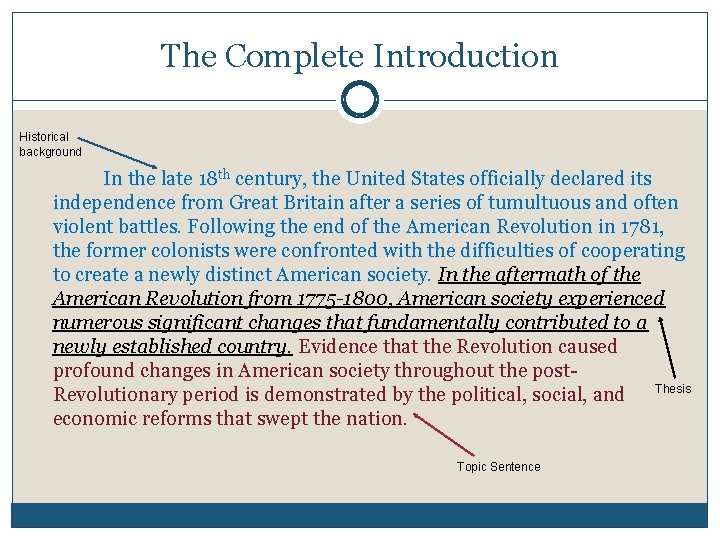The Complete Introduction Historical background In the late 18 th century, the United States