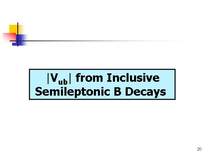 |Vub| from Inclusive Semileptonic B Decays 20 
