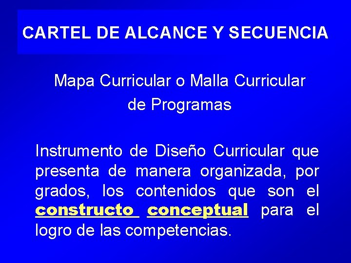 CARTEL DE ALCANCE Y SECUENCIA Mapa Curricular o Malla Curricular de Programas Instrumento de