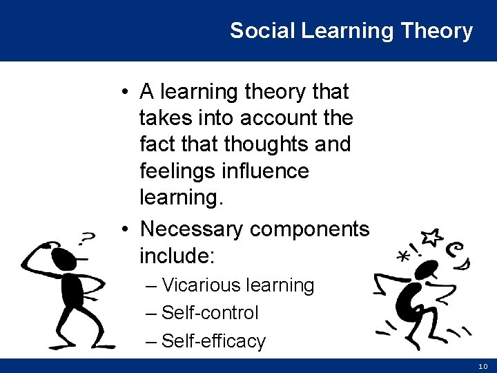 Social Learning Theory • A learning theory that takes into account the fact that