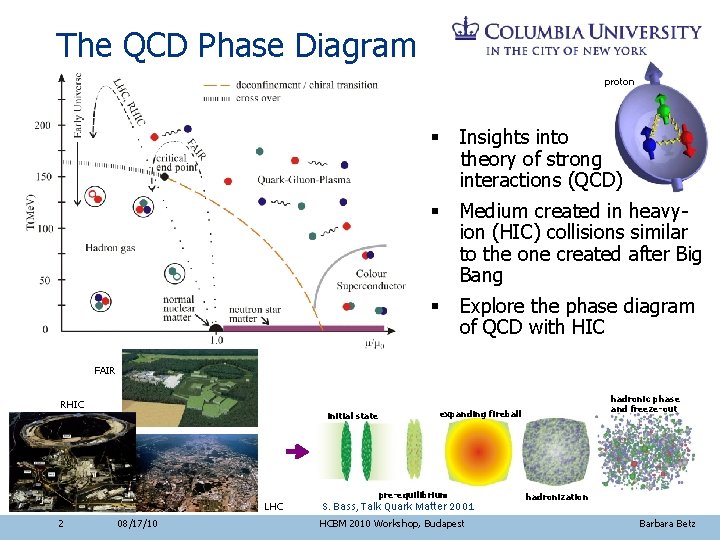 The QCD Phase Diagram proton § Insights into theory of strong interactions (QCD) §