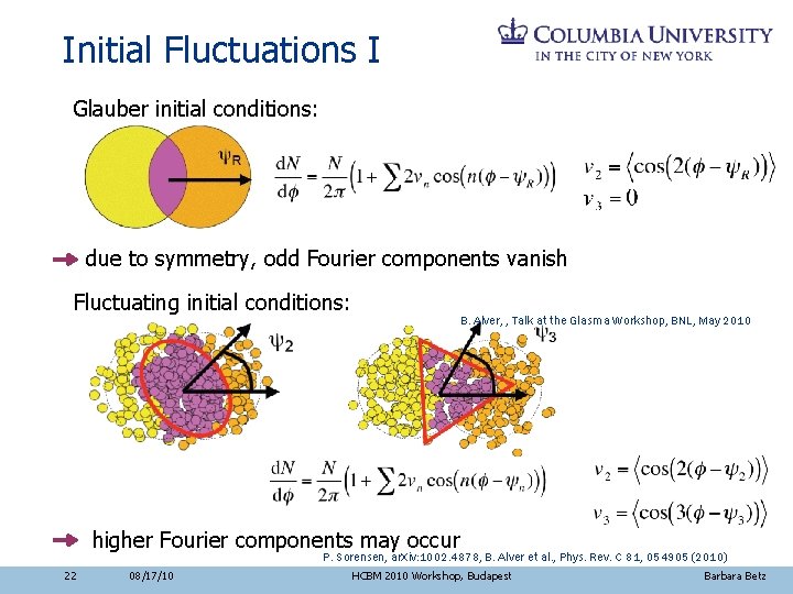 Initial Fluctuations I Glauber initial conditions: due to symmetry, odd Fourier components vanish Fluctuating