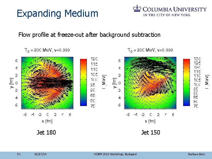 Expanding Medium Flow profile at freeze-out after background subtraction Jet 180 51 08/17/10 Jet