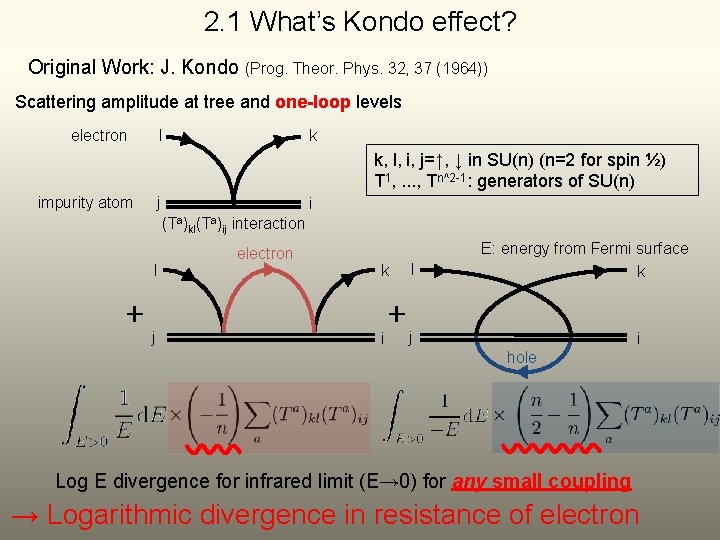 2. 1 What’s Kondo effect? Original Work: J. Kondo (Prog. Theor. Phys. 32, 37