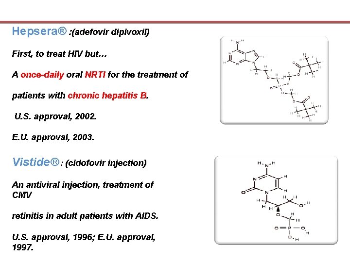 Hepsera® : (adefovir dipivoxil) First, to treat HIV but… A once-daily oral NRTI for