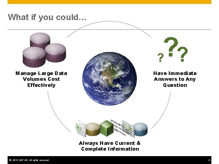 What if you could… ? ? ? Manage Large Data Volumes Cost Effectively Have