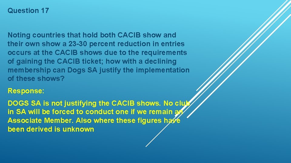 Question 17 Noting countries that hold both CACIB show and their own show a