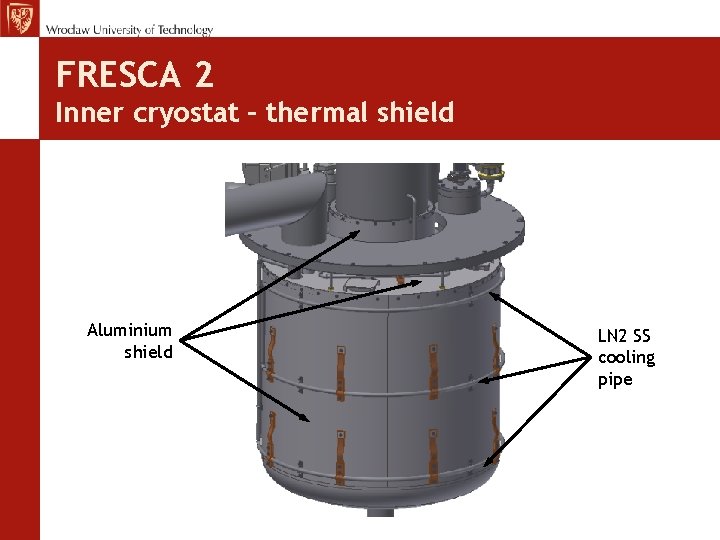 FRESCA 2 Inner cryostat – thermal shield Aluminium shield LN 2 SS cooling pipe