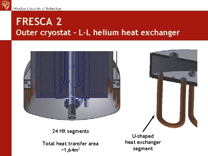 FRESCA 2 Outer cryostat – L-L helium heat exchanger 24 HX segments Total heat