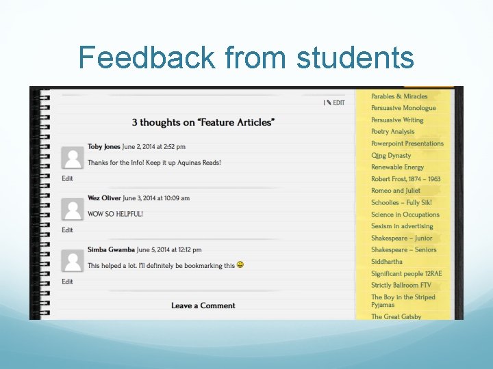 Feedback from students 
