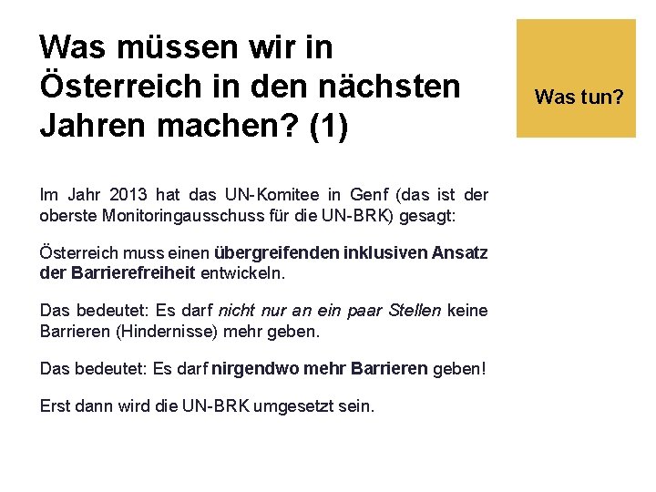 Was müssen wir in Österreich in den nächsten Jahren machen? (1) Im Jahr 2013