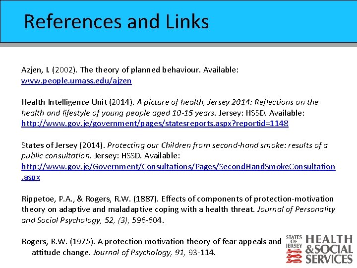 References and Links Prevention of Suicide Strategy Azjen, I. (2002). The theory of planned