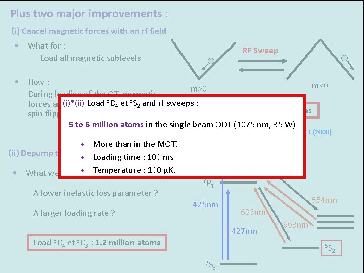 Plus two major improvements : (i) Cancel magnetic forces with an rf field •