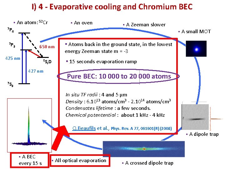 I) 4 - Evaporative cooling and Chromium BEC § An atom: 52 Cr 7