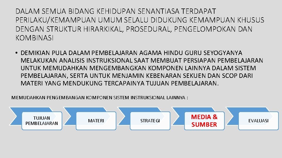 DALAM SEMUA BIDANG KEHIDUPAN SENANTIASA TERDAPAT PERILAKU/KEMAMPUAN UMUM SELALU DIDUKUNG KEMAMPUAN KHUSUS DENGAN STRUKTUR