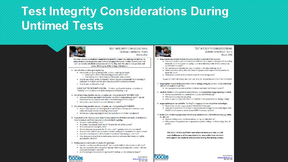 Test Integrity Considerations During Untimed Tests 