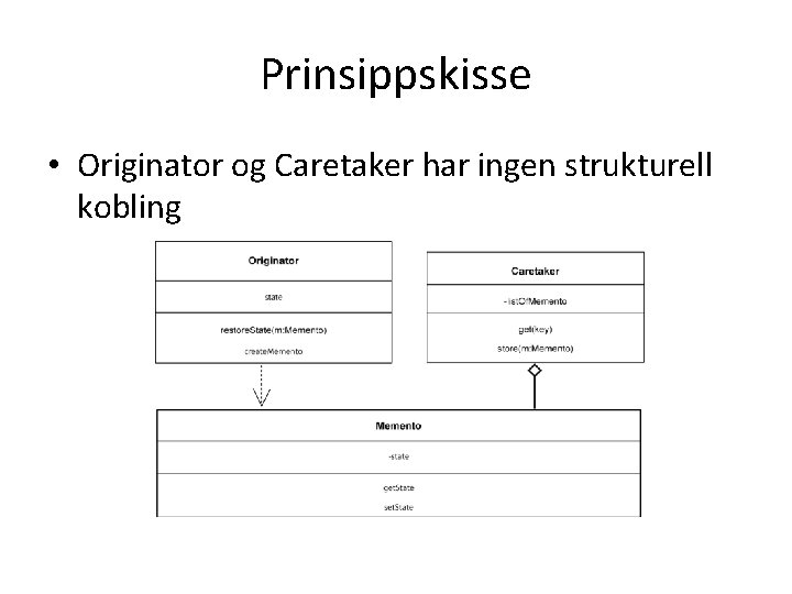 Prinsippskisse • Originator og Caretaker har ingen strukturell kobling 