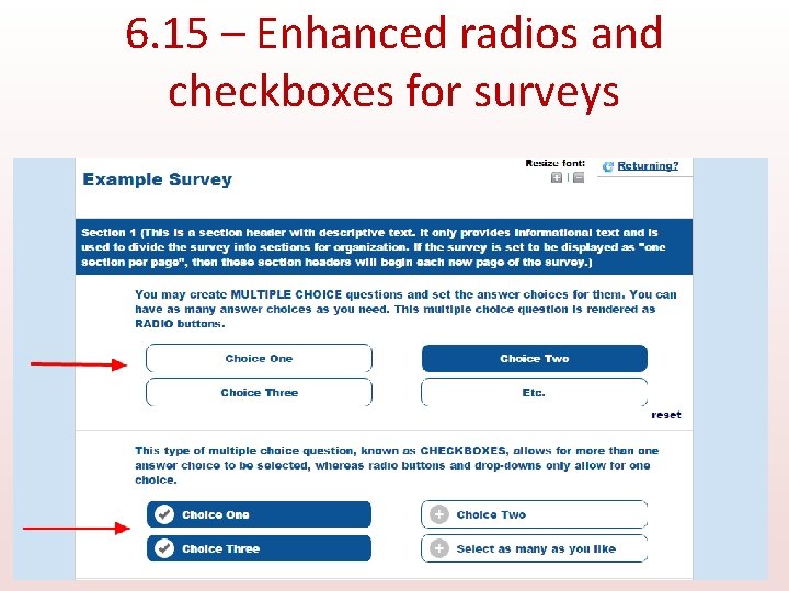 6. 15 – Enhanced radios and checkboxes for surveys 