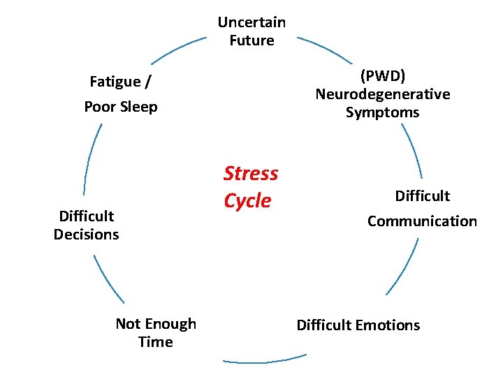 Uncertain Future (PWD) Neurodegenerative Symptoms Fatigue / Poor Sleep Difficult Decisions Not Enough Time