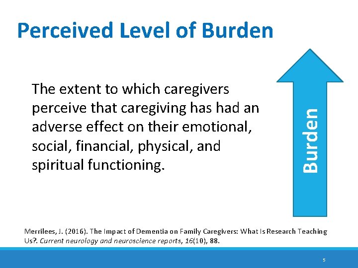 The extent to which caregivers perceive that caregiving has had an adverse effect on