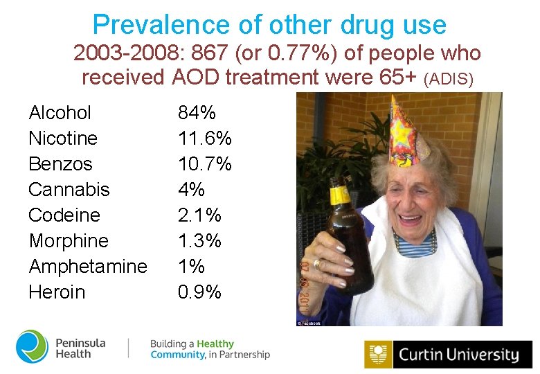 Prevalence of other drug use 2003 -2008: 867 (or 0. 77%) of people who
