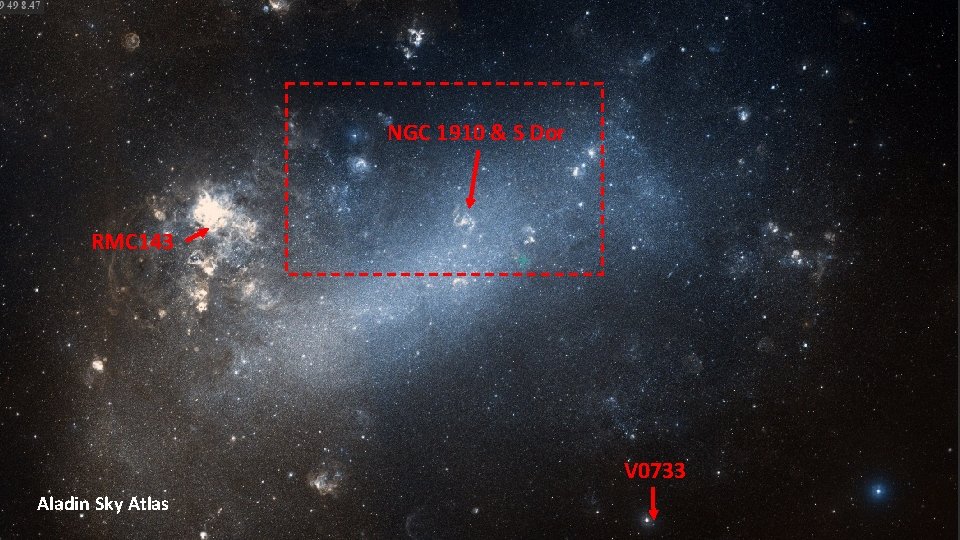 NGC 1910 & S Dor RMC 143 V 0733 Aladin Sky Atlas 