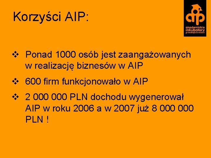 Korzyści AIP: v Ponad 1000 osób jest zaangażowanych w realizację biznesów w AIP v