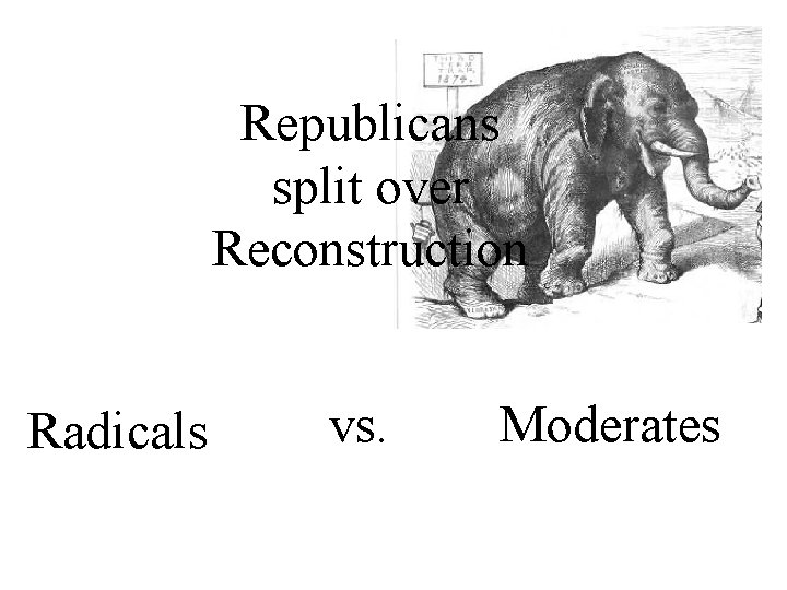 Republicans split over Reconstruction Radicals vs. Moderates 