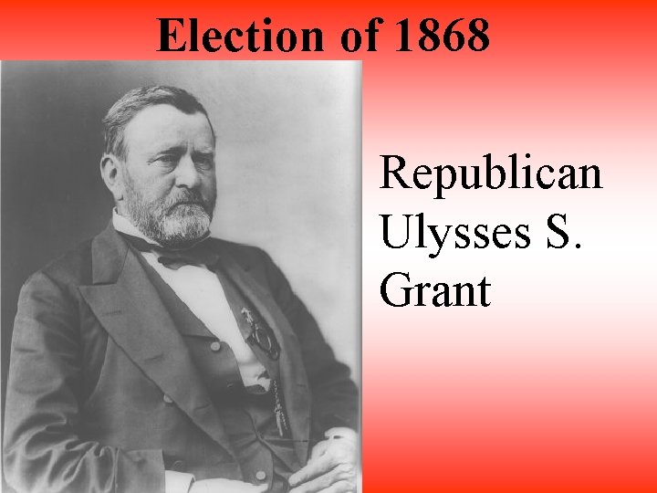 Election of 1868 Republican Ulysses S. Grant 