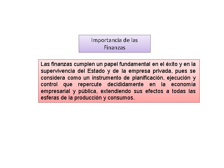 Importancia de las Finanzas Las finanzas cumplen un papel fundamental en el éxito y