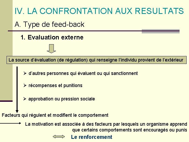 IV. LA CONFRONTATION AUX RESULTATS A. Type de feed-back 1. Evaluation externe La source
