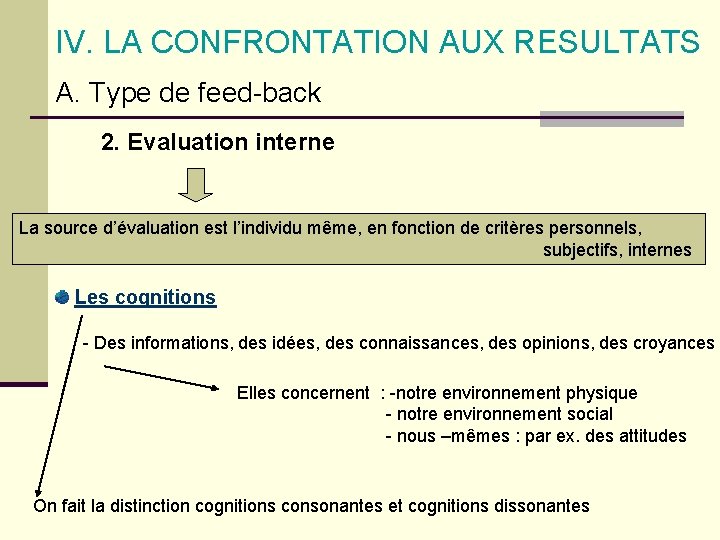 IV. LA CONFRONTATION AUX RESULTATS A. Type de feed-back 2. Evaluation interne La source