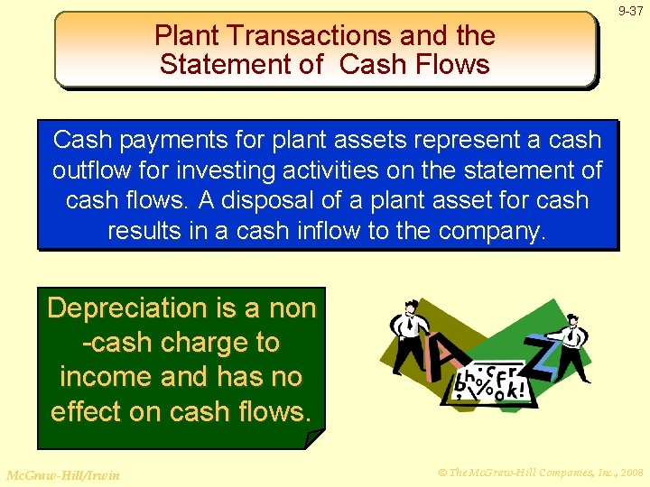 9 -37 Plant Transactions and the Statement of Cash Flows Cash payments for plant